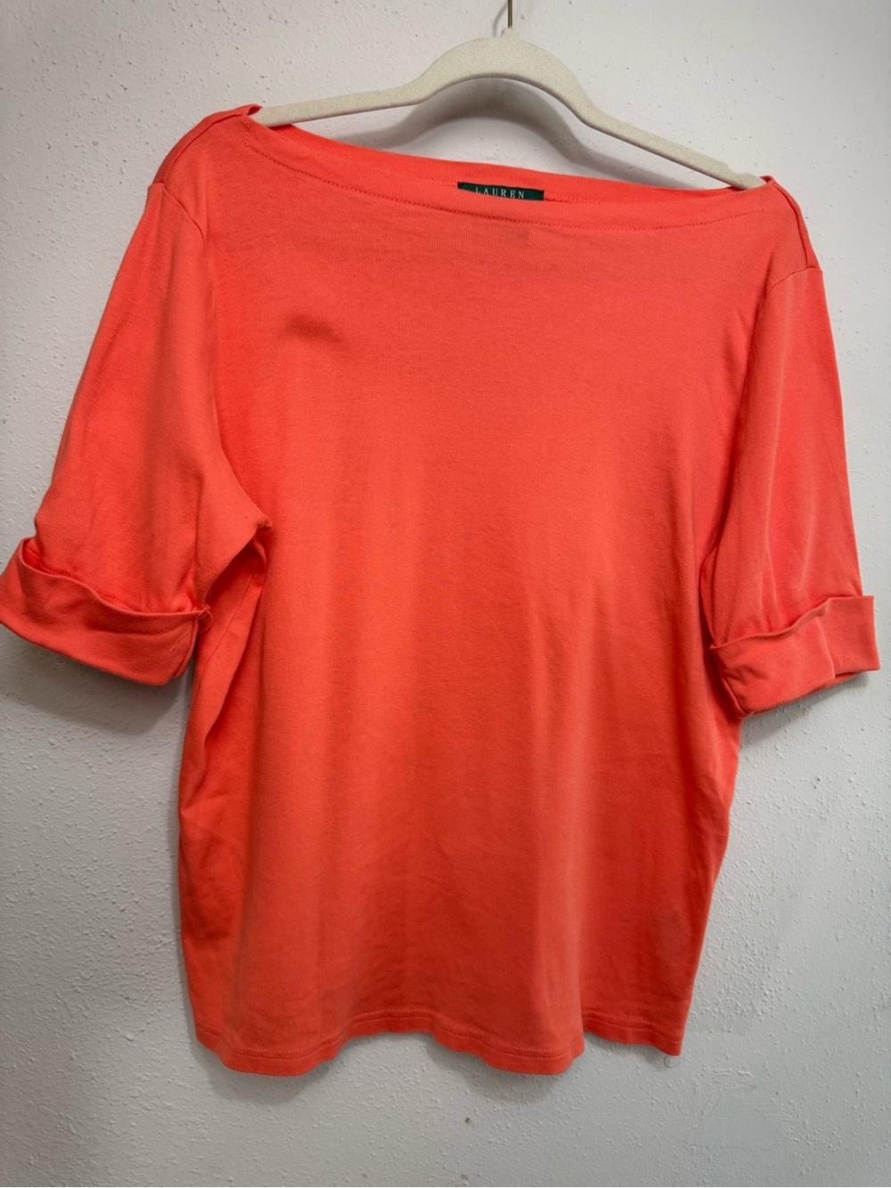 Ralph Lauren Coral Boatneck Short-Sleeve Top